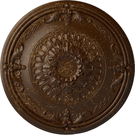Ekena Millwork Athens Ceiling Medallion (Fits Canopies up to 3 5/8"), 26 1/4"OD x 3 1/4"P, Root Beer Crackle CM27ATRBC